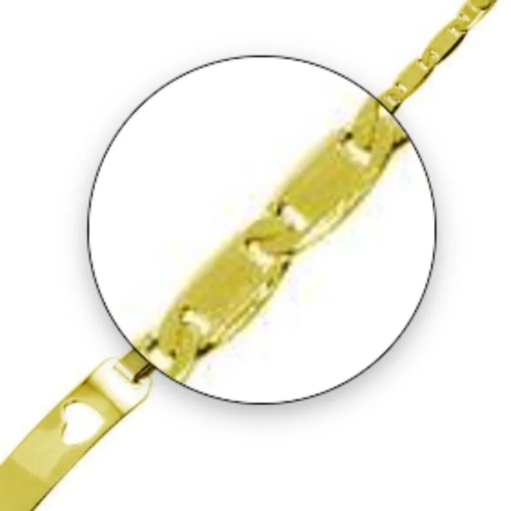 Sterling Silver 925 Gold Plated Baby ID Bracelet with Heart Cut Out